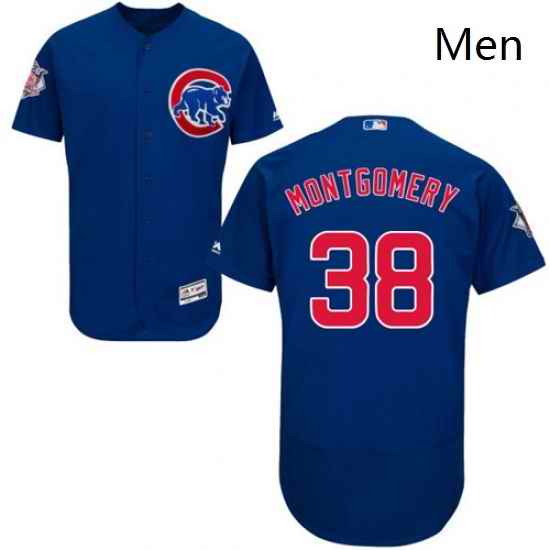 Mens Majestic Chicago Cubs 38 Mike Montgomery Royal Blue Alternate Flexbase Authentic Collection MLB Jersey